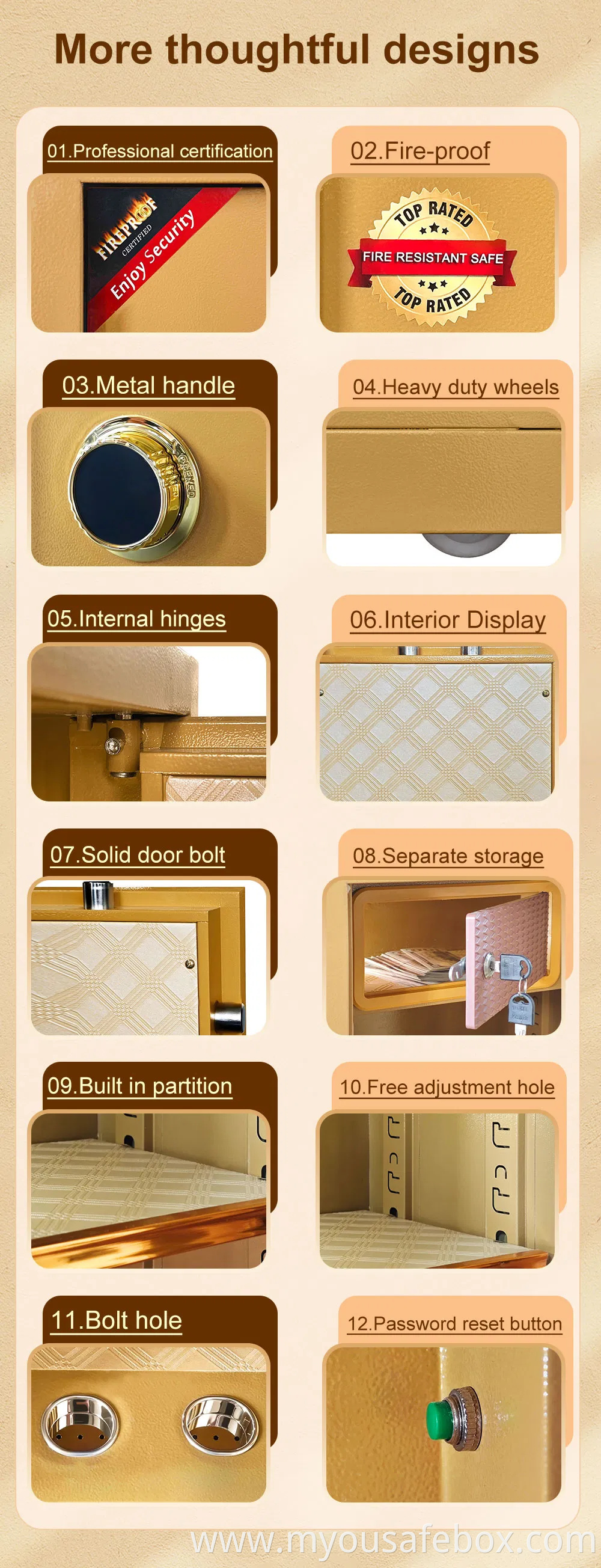 High Security Fire Safe Box Customized Fireproof Safes